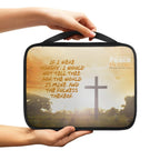 Print Cross and Psalm Text Bible Covers for Men Book Carrying Case Travel Bible Case Organizer with Handle for Easy Carrying