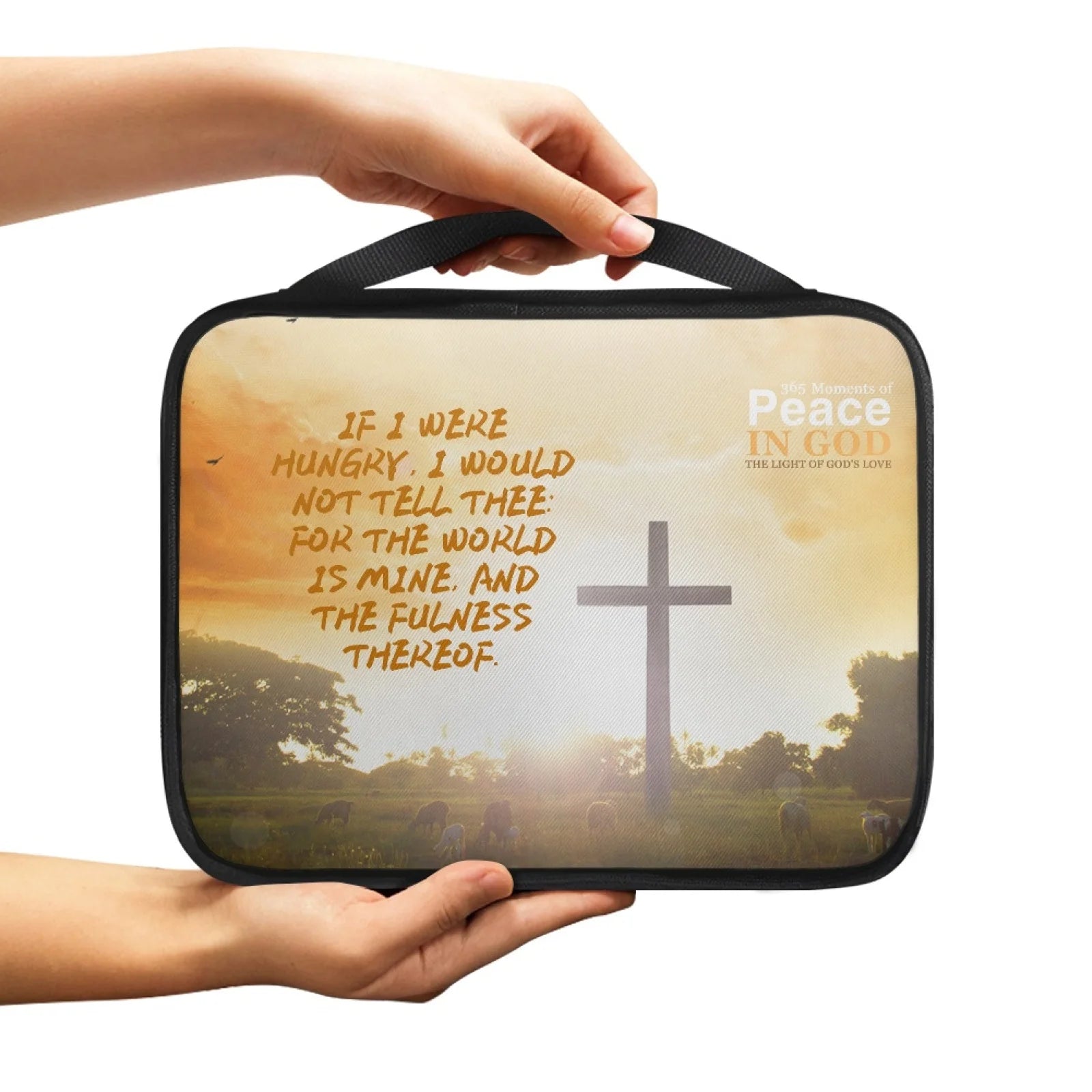 Print Cross and Psalm Text Bible Covers for Men Book Carrying Case Travel Bible Case Organizer with Handle for Easy Carrying