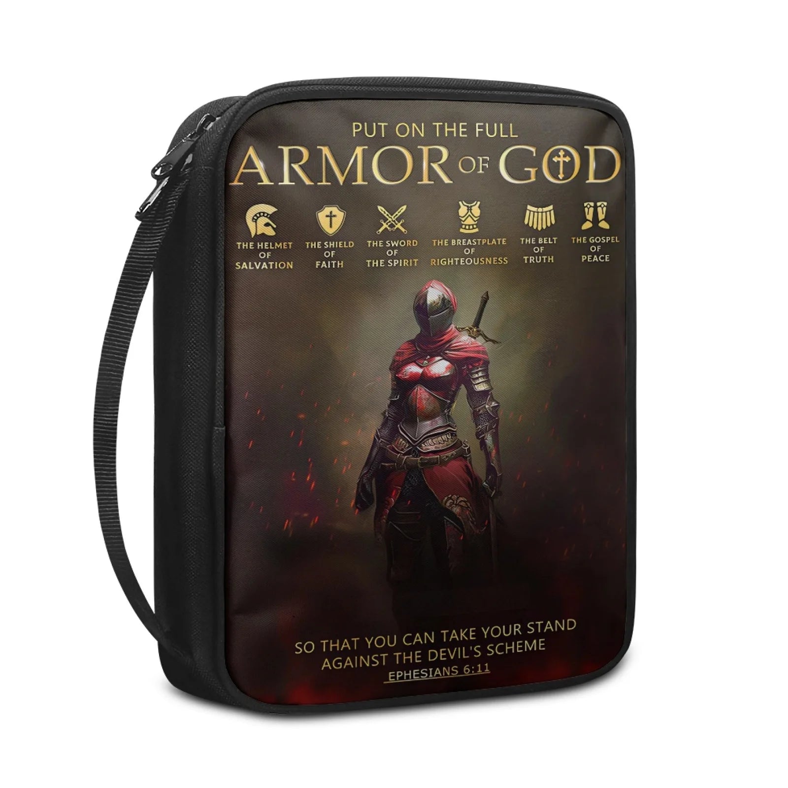 Print Cross and Psalm Text Bible Covers for Men Book Carrying Case Travel Bible Case Organizer with Handle for Easy Carrying