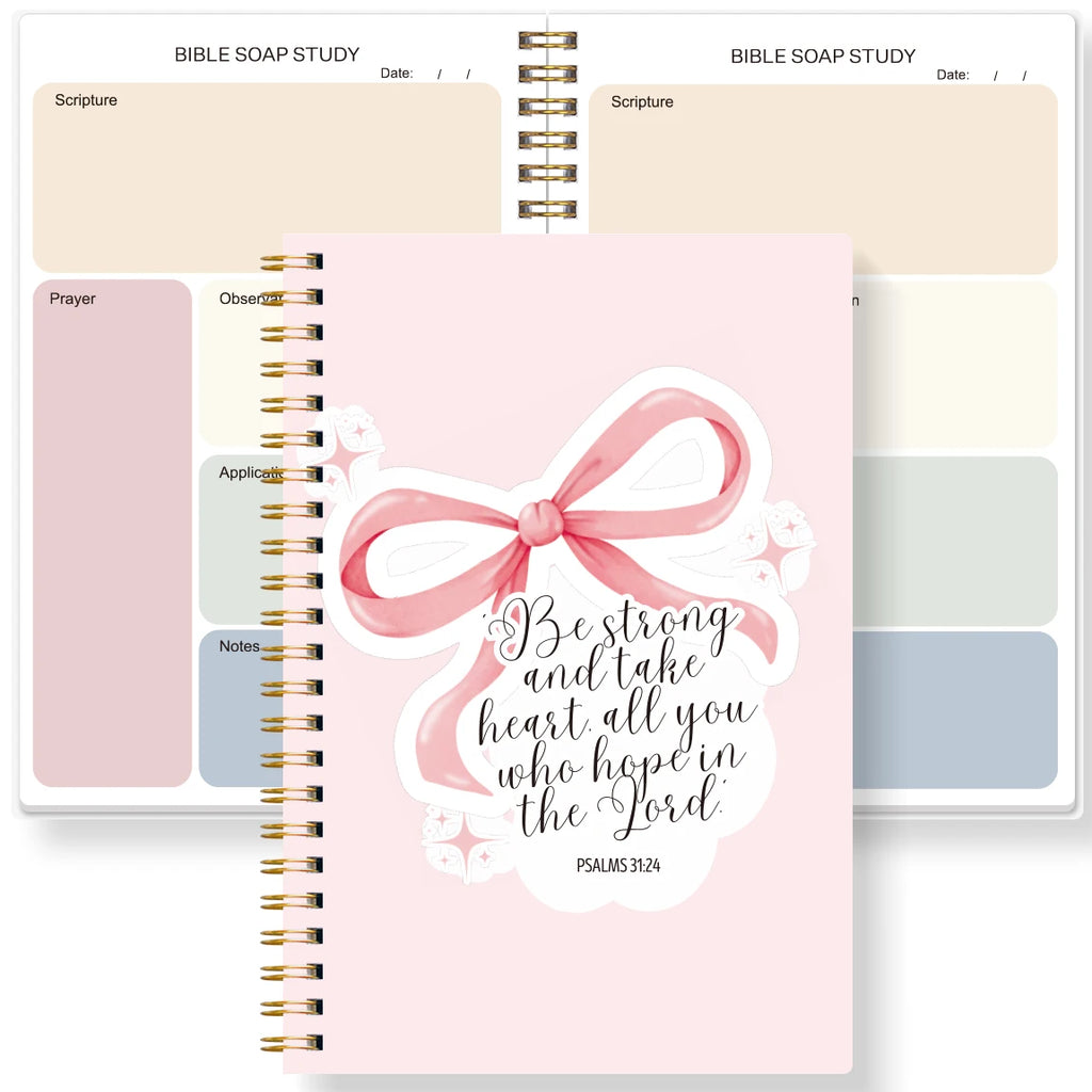 Christian Bible Study Journal Notebook with SOAP Method, Floral Spiral Prayer Devotional Book, Scripture Gift for Women