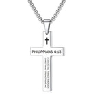 Christian Bible Verse Cross Pendant Necklace Stainless Steel Religious Scripture Prayer Jewelry Gifts