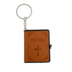 1Pcs Fashion Key Chain with Mini Bible English Mini Holy Bible Keychains Pu Leather Religious Christian Jesus Cross Keyrings