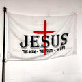 Jesus the Way Truth Life Christian Flag 3X5 Feet Indoor Outdoor Faith over Fear Religious Banner for Bedroom Church Garden Decor