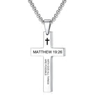 Christian Bible Verse Cross Pendant Necklace Stainless Steel Religious Scripture Prayer Jewelry Gifts